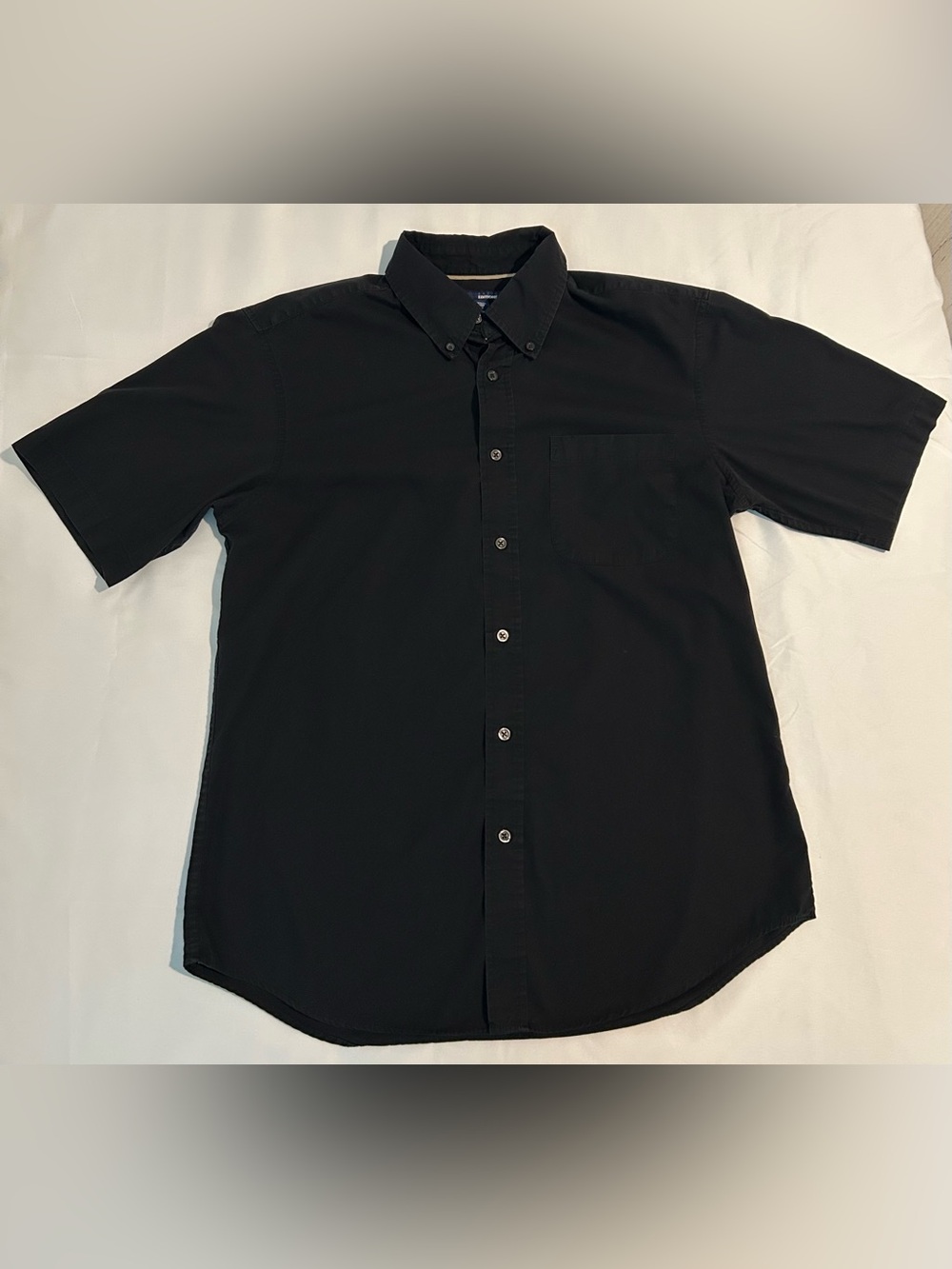 Basic Editions Black Button-Down Shirt with Chest Pocket